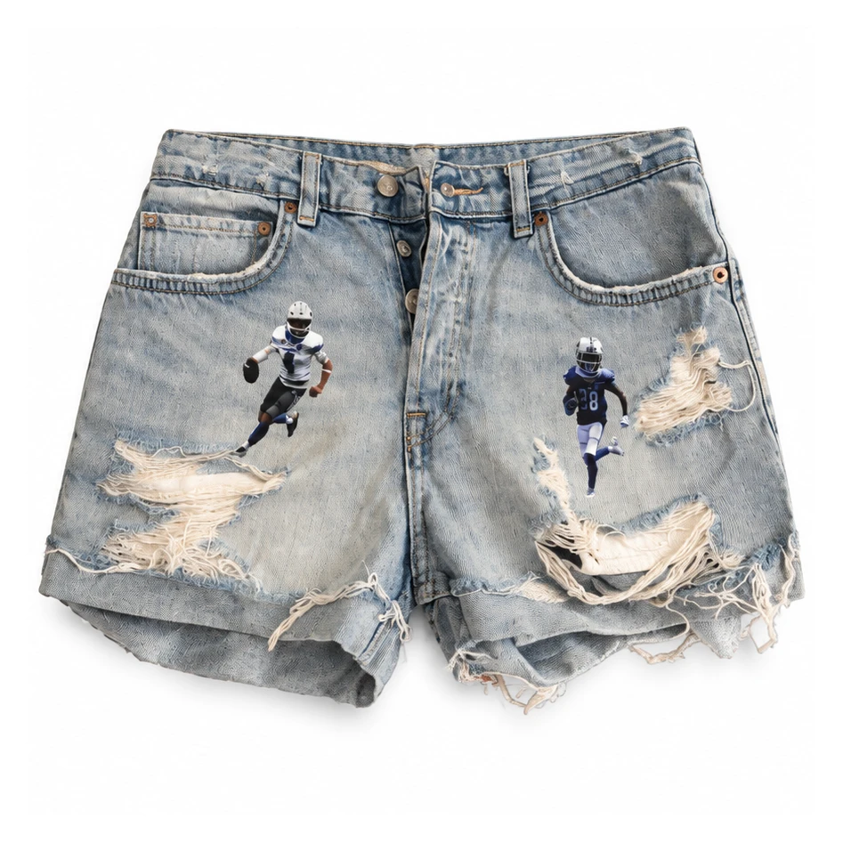 Shorts de mezclilla con jugadores y números